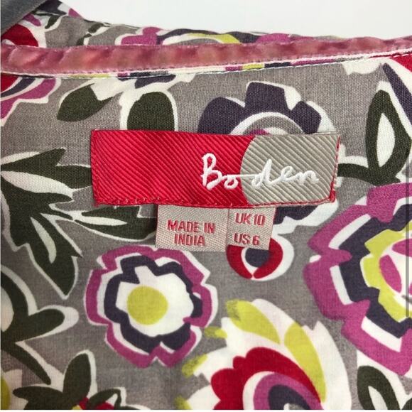 Boden grey floral print button down dress - Picture 5 of 5